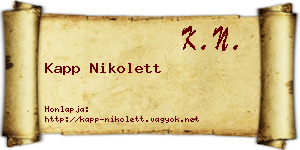 Kapp Nikolett névjegykártya